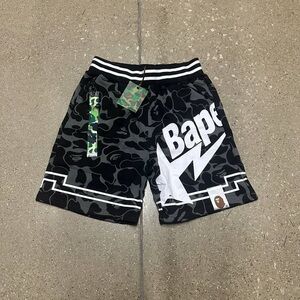 BAPE Gray Lightning Camo Shorts
